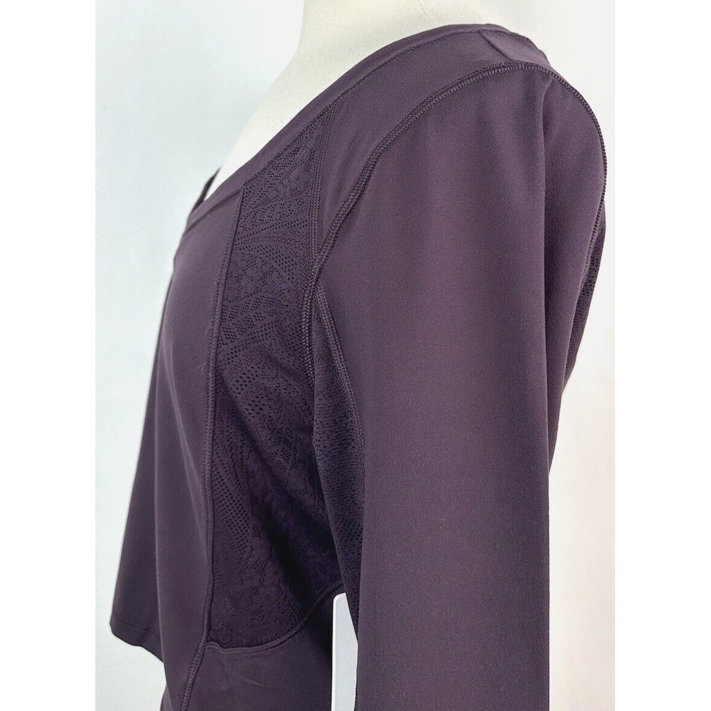 NWT Athleta Shanti Lace Top Plus 1X 16W 18W Deep Crocus Violet Fitted Crop Scoop - Picture 7 of 16